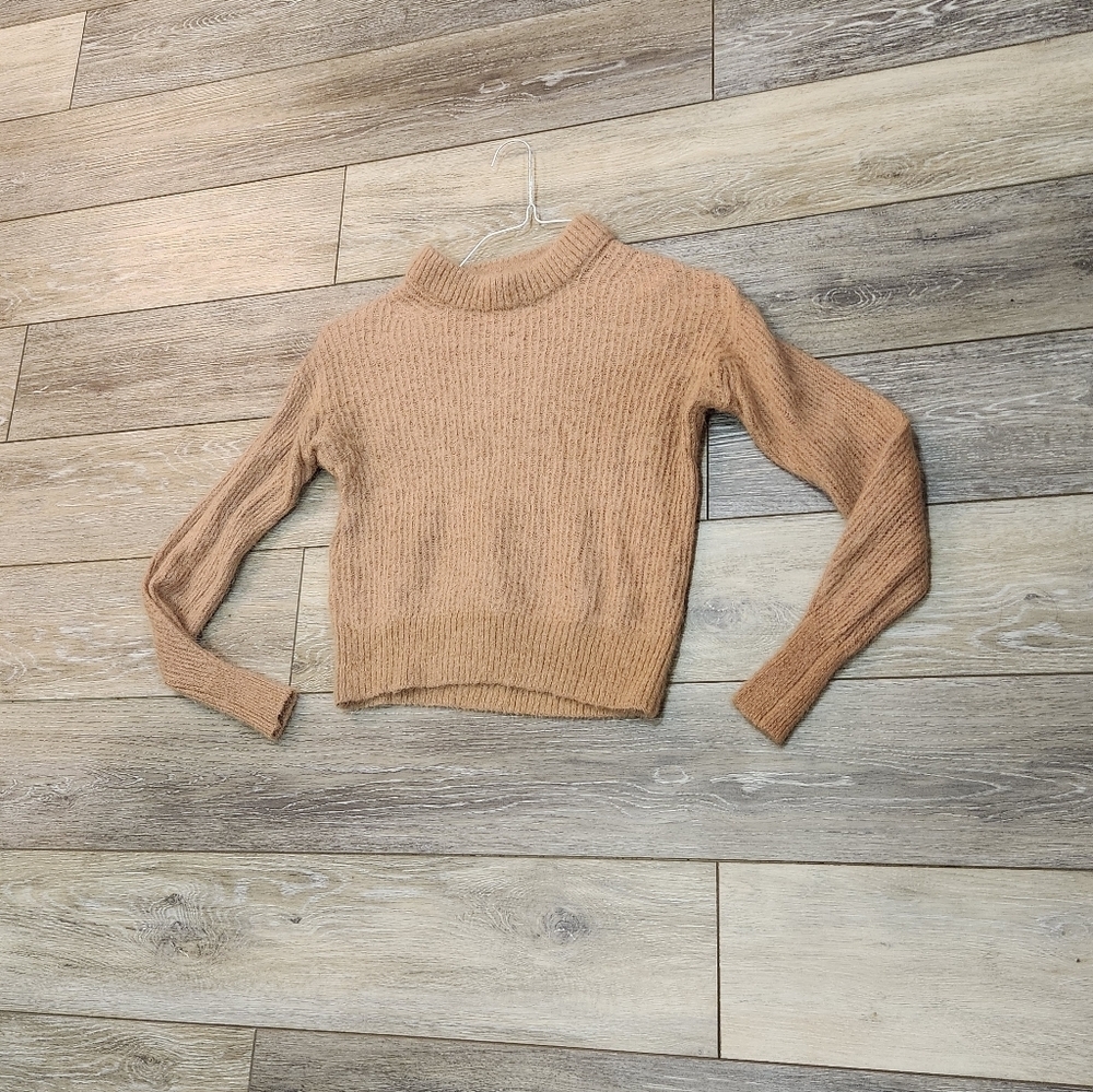 Everlane Cloud Oversized Mockneck Tan Women's Merino Wool Blend Sweater Size XXS